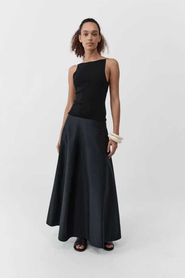 St Agni Backless Circle Hem Dress - Black, image 1 of 1 from St. Agni