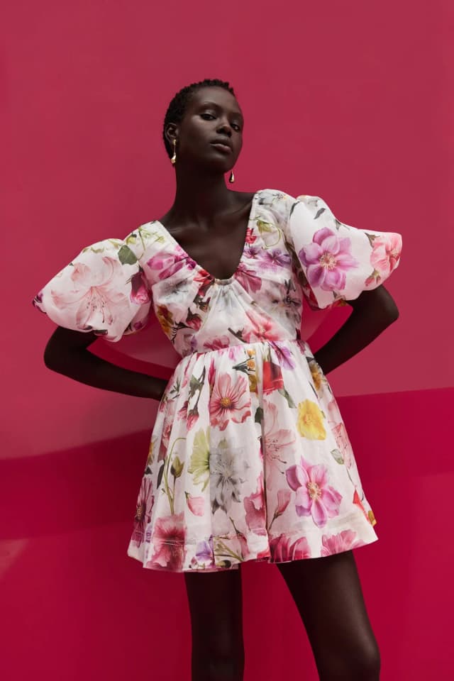 AJE Fleur Mini Dress in COLLAGE FLORAL, image 1 of 1 from Aje