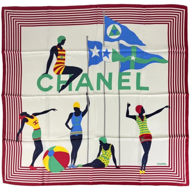 Chanel Scarf CC Logo Silk Red Multicolor in Red Silk from The Reluxe, photo 1 of 1