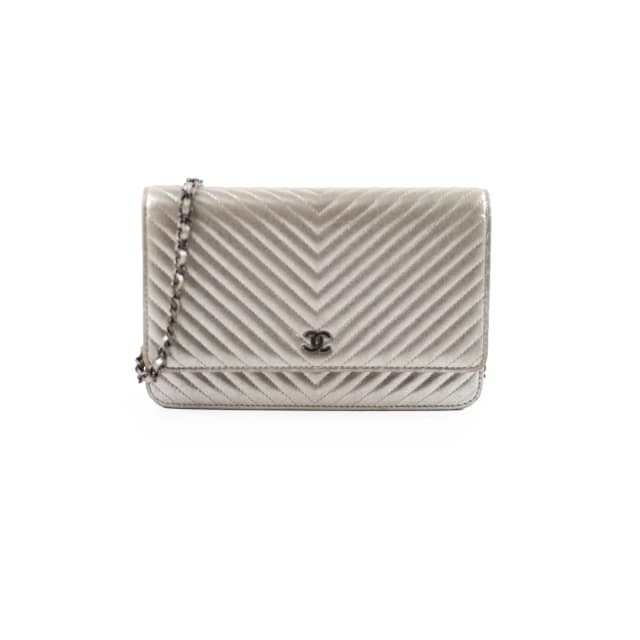 Chanel Metallic Chevron Wallet On Chain WOC Series 22 in Leather from The Purse Affair, photo 1 of 1