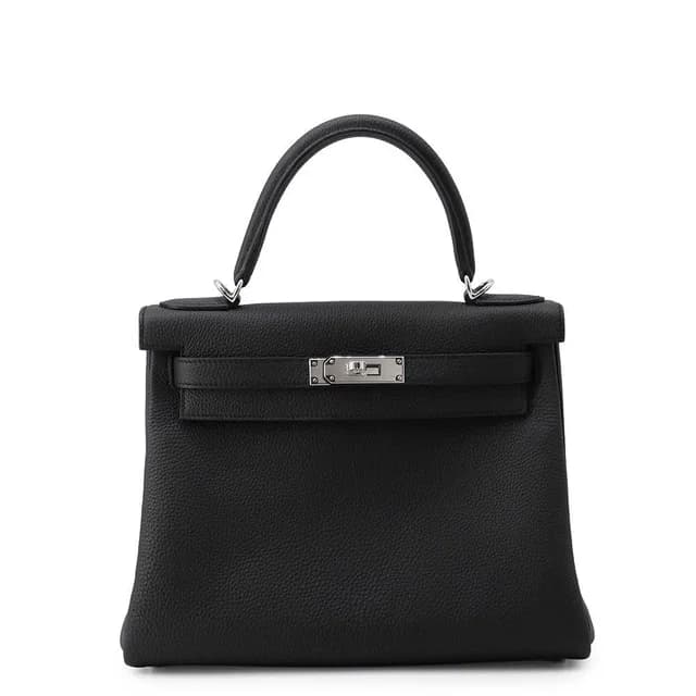 Hermès Handbag Kelly 28 Retourne Black Silver Togo 2-Way Bag in Black Togo leather from The Reluxe, photo 1 of 1