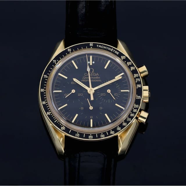 Omega Speedmaster 3695.50.00 42mm Gold Watch in Gold Leather from H&T, photo 1 of 1