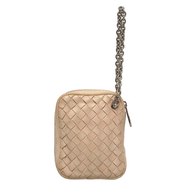 Bottega Veneta Pouch Intrecciato Pink Beige Chain Handle Leather in Beige Woven leather from The Reluxe, photo 1 of 1