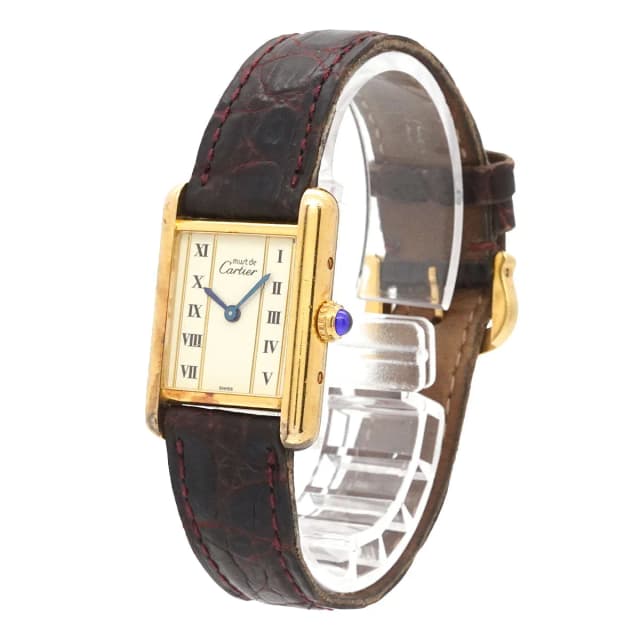 Cartier Must Tank SM Vermeil Vintage Ladies' Watch, Silver SV925 Quartz Watch, Must Tank in Silver Crocodile from Luxury Promise, photo 1 of 1