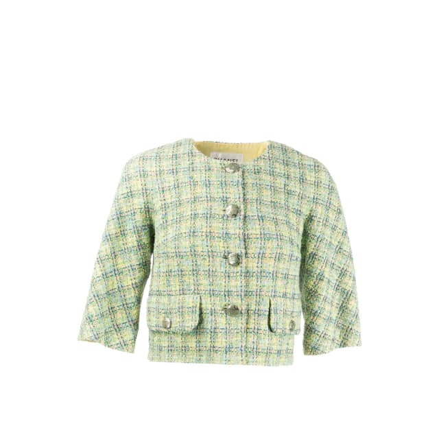 Chanel Size 34 Tweed Cropped Jacket Cotton/Polyester Light Green / Multicolour in Green Tweed from EMIER, photo 1 of 1