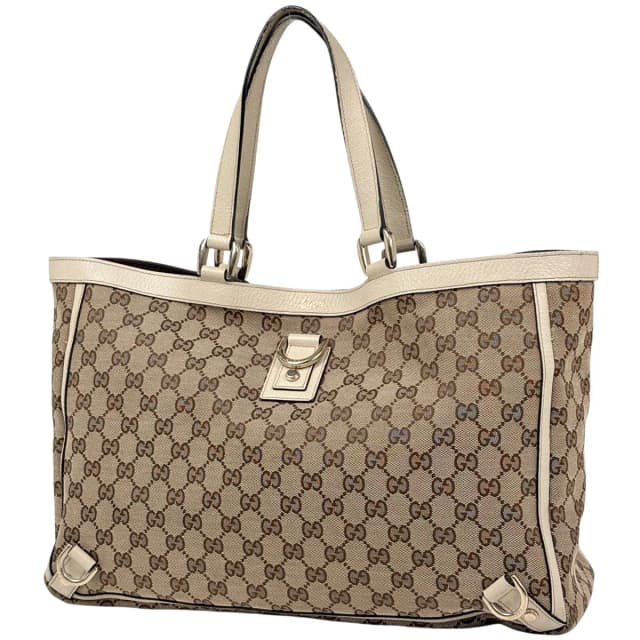 Gucci GG Pattern Tote Bag Abbey Canvas Beige White in White Canvas from The Reluxe, photo 1 of 1