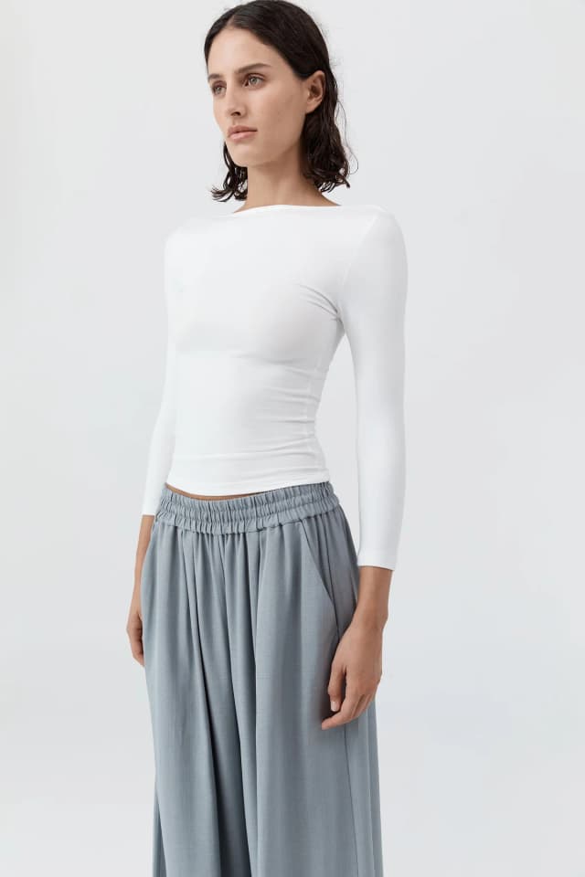 St Agni Soft Jersey Ballerina Top - White, image 1 of 1 from St. Agni