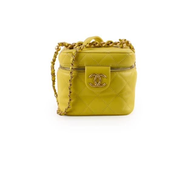Chanel CC Yellow Vanity Case in Yellow Lambskin from The Purse Affair, photo 1 of 1
