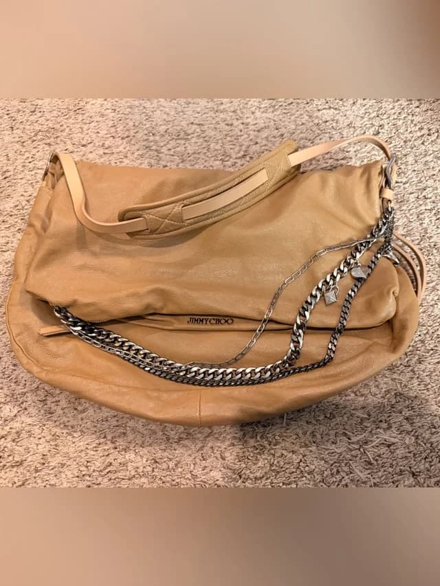 Jimmy Choo Beige-Tan Leather Hobo in brown|neutral Leather from Poshmark, photo 1 of 1