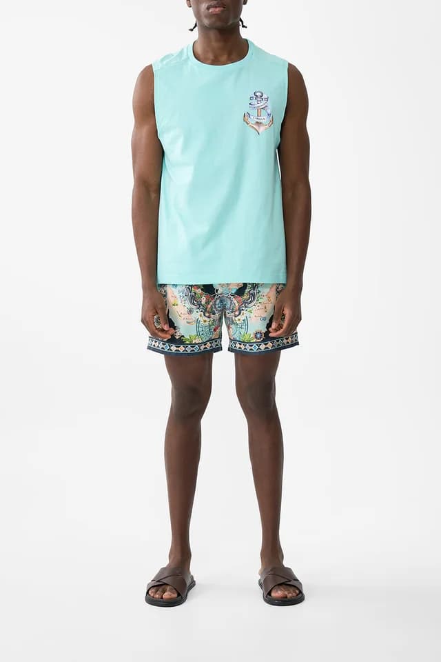 Camilla eBoutique RELAXED FIT TANK WITH SILK CONTRAST BACK FOLK AFLOAT, image 1 of 1 from CAMILLA