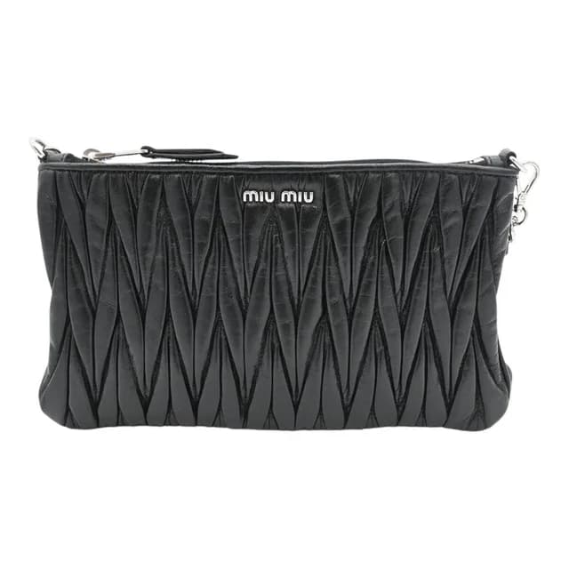 Miu Miu Matelassé Leather Wristlet Crossbody Clutch Bag in Leather from Clotheshorse Anonymous, photo 1 of 1