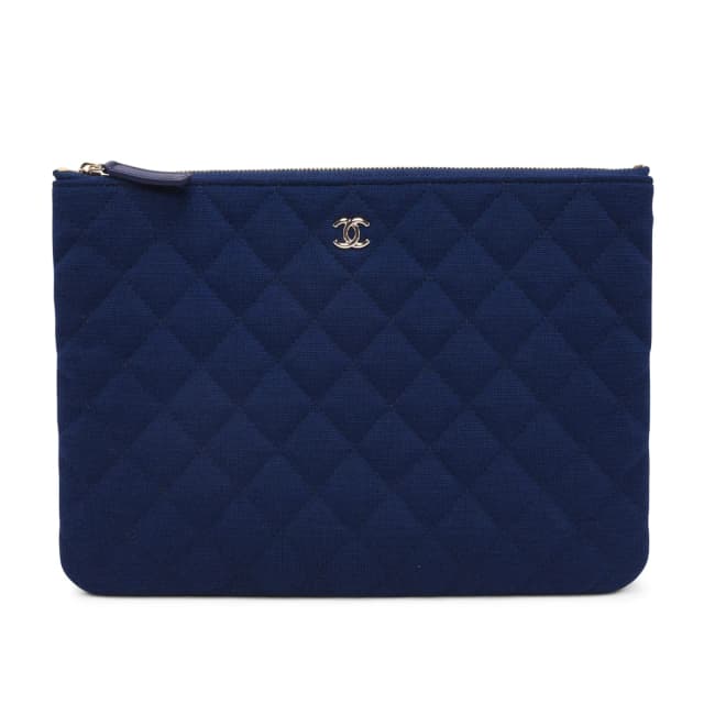 Chanel Quilted Jersey Medium O-Case in Cobalt Leather from Blue Spinach, photo 1 of 1