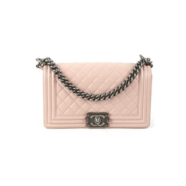 Chanel Quilted Boy Old Medium Light Pink in Pink Calfskin from The Purse Affair, photo 1 of 1