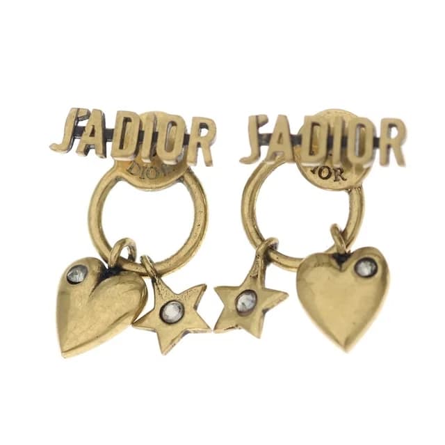 Dior J'adior Heart &star Earrings Rhinestone Gold in Gold from The Reluxe, photo 1 of 1