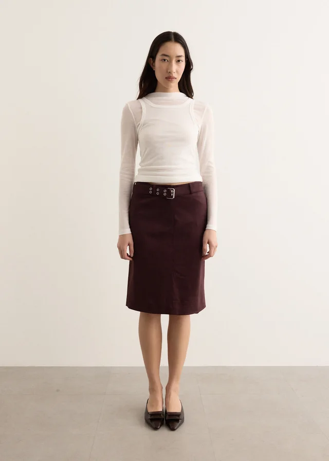 Incu Collection Imposter Suede Skirt in BURGUNDY, image 1 of 1 from Incu