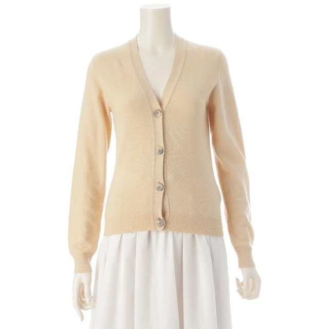 Hermès Cashmere Gaultier Era Sellier Buttons Knit Cardigan Top Ivory 34 in White Cashmere from The Reluxe, photo 1 of 1