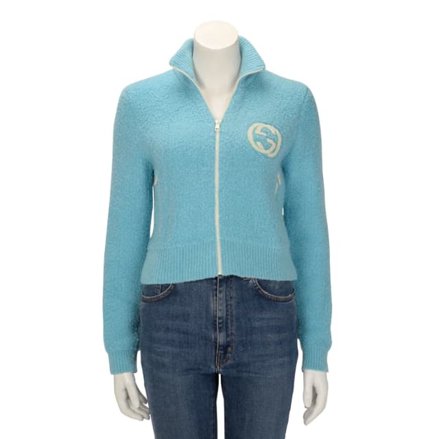 Gucci Extrafine Wool Interlocking G Zip Jacket S in Blue Wool from Blue Spinach, photo 1 of 1