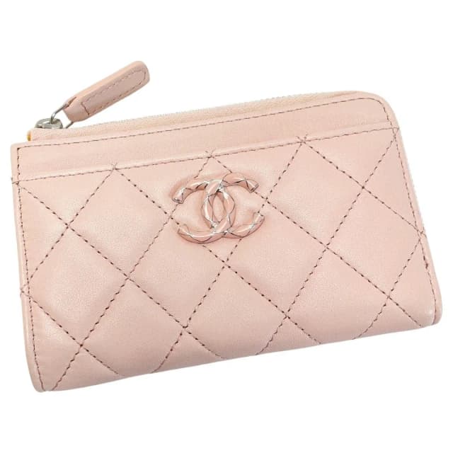 Chanel Quilted Card Case Ap3630 Light Pink Coco Mark Lambskin Coin in Pink Lambskin from The Reluxe, photo 1 of 1