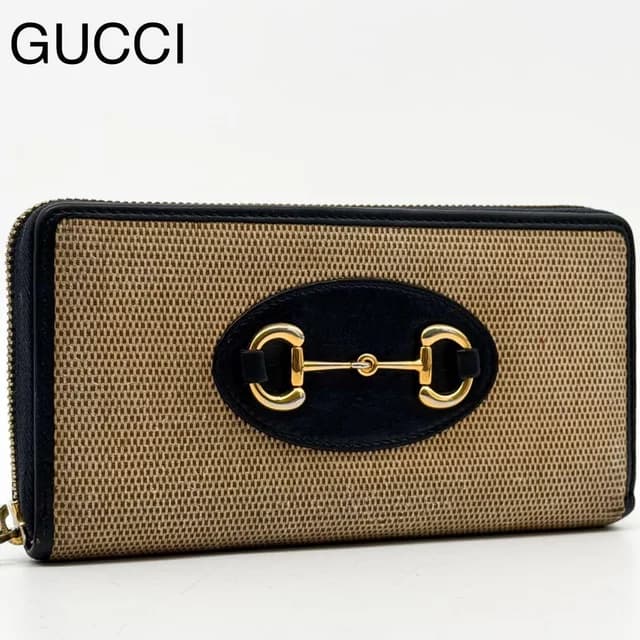 Gucci 1955 Horsebit Round Wallet Canvas Beige in Beige Canvas from The Reluxe, photo 1 of 1
