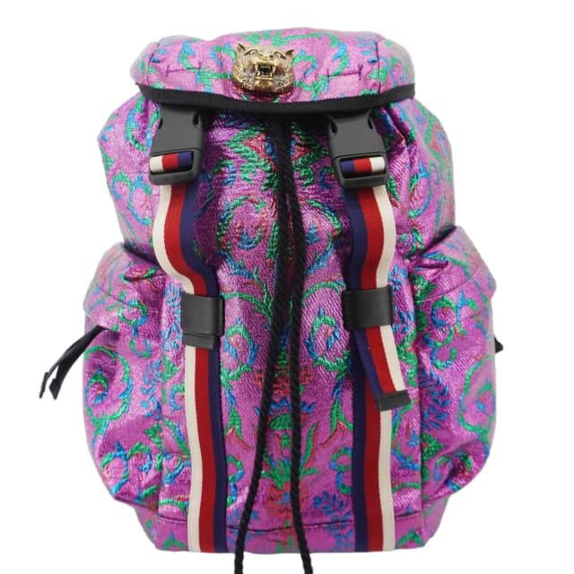 Gucci Double Buckle Small Brocade Web Backpack Multicolor 466467 in Multicolor from Dallas Designer Handbags, photo 1 of 1