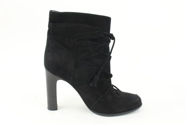 Hermès Size 35.5 Black Suede Perforated Wingtip Booties in Black Suede from Bagriculture, photo 1 of 1