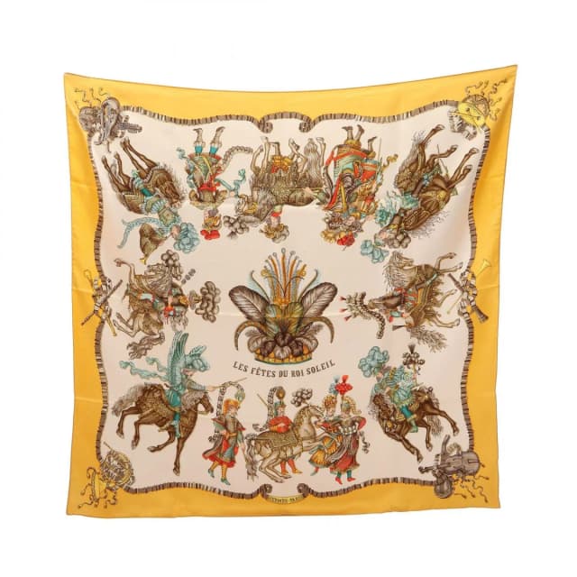 Hermès Scarf Carre 90 les Fetes du Roi Soleil Yellow Silk in Yellow Silk from The Reluxe, photo 1 of 1