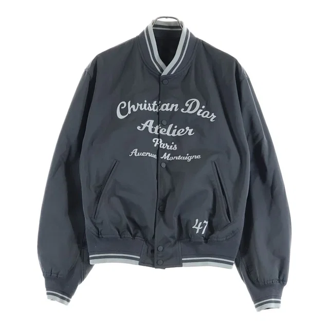 Dior Embroidered Logo Casual Jacket Front Embroidery Nylon Bomber Gray in Grey Nylon from The Reluxe, photo 1 of 1