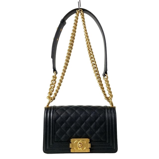 Chanel Shoulder Bag Boy 20 Quilted Black Chain Vintage Gold in Black Caviar leather from The Reluxe, photo 1 of 1