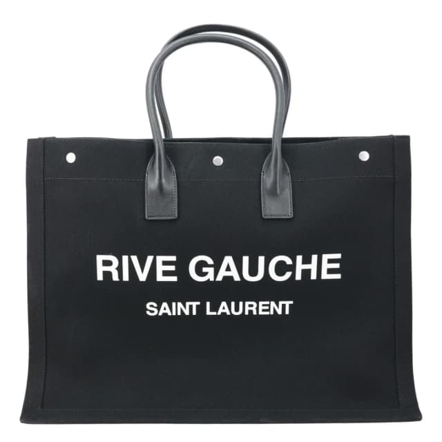 Saint Laurent Rive Gauche Linen Tote Bag Black in Black Leather from Dallas Designer Handbags, photo 1 of 1