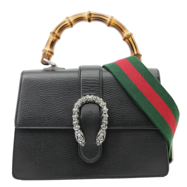 Gucci Dionysus Bamboo Medium Leather Top Handle Shoulder Bag Black 448075 in Black Leather from Dallas Designer Handbags, photo 1 of 1