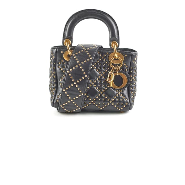 Lady Dior Studded Black Mini in Black Leather from The Purse Affair, photo 1 of 1