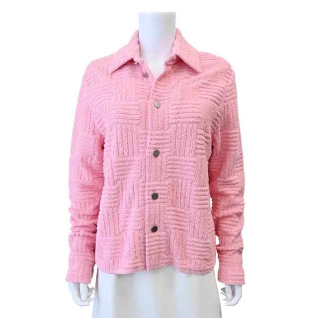 Bottega Veneta Pink Textured Terry Cloth Jacket in Pink Woven leather from Clotheshorse Anonymous, photo 1 of 1