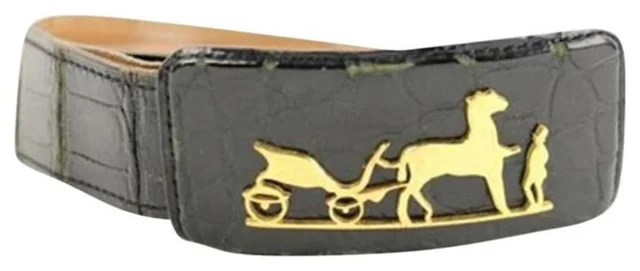 Hermès Crocodile Carriage Belt Black in Black Crocodile from Bagriculture, photo 1 of 1