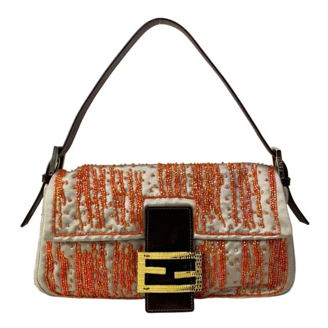 Fendi Handbag Mamma Bucket Beige Orange Dark Brown Beads Leather in Brown Leather from The Reluxe, photo 1 of 1