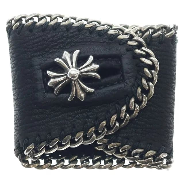 Chrome Hearts Lthr Psl CH Plus Charm Leather Bracelet Black in Black Leather from The Reluxe, photo 1 of 1