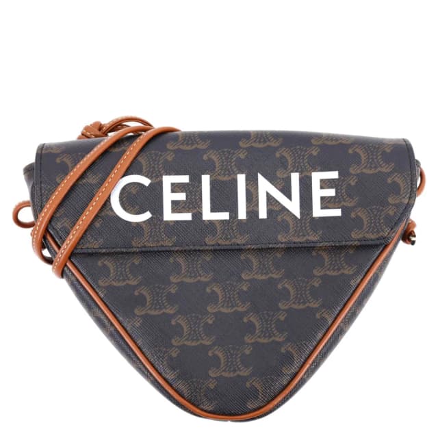 Celine Triangle Triomphe Canvas Crossbody Bag Tan in Brown Canvas from Dallas Designer Handbags, photo 1 of 1