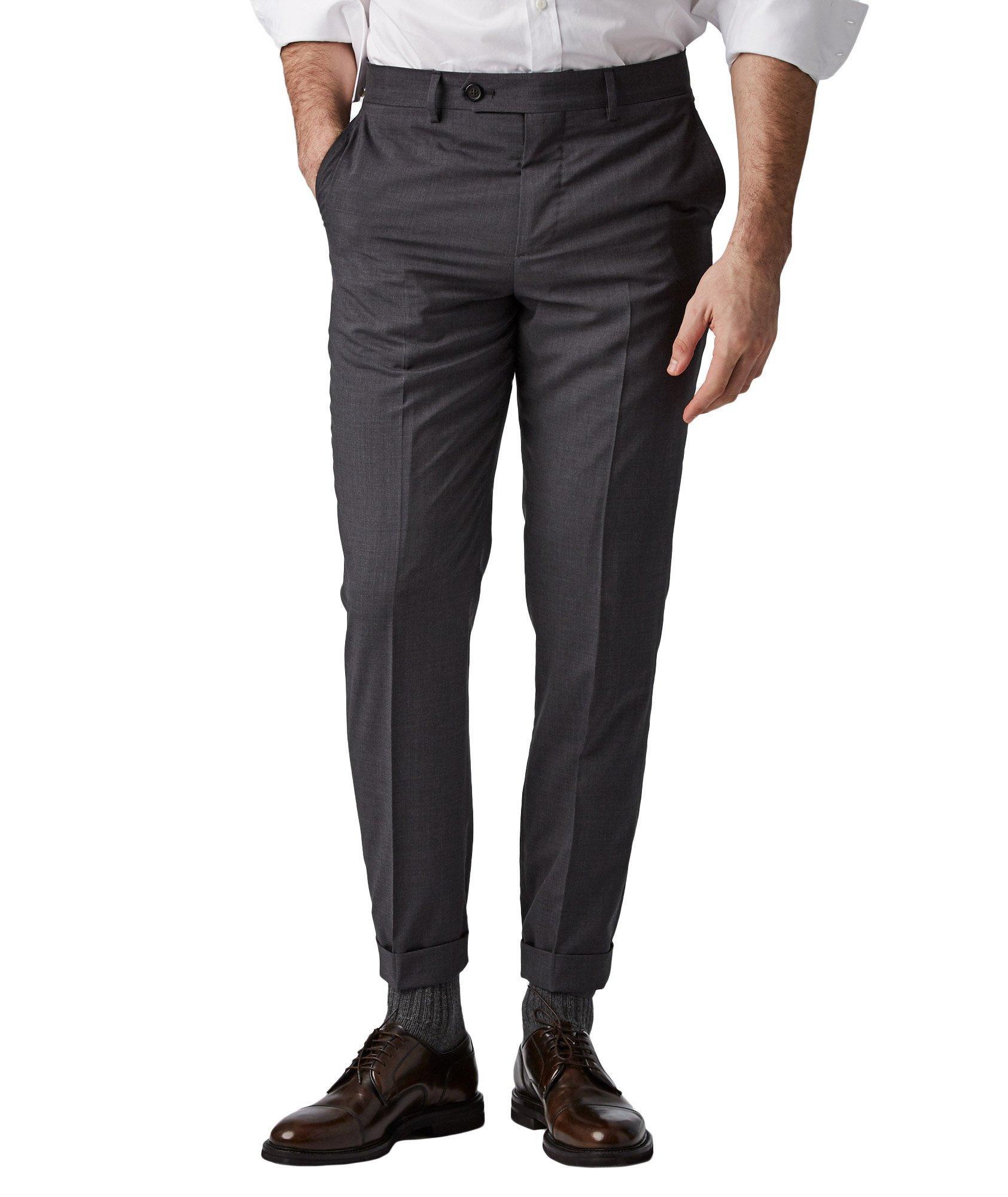 Brunello Cucinelli Contemporary Fit Dress Pants in Grey 85% virgin wool, 15% silk, image 1 of 1 from Harry Rosen