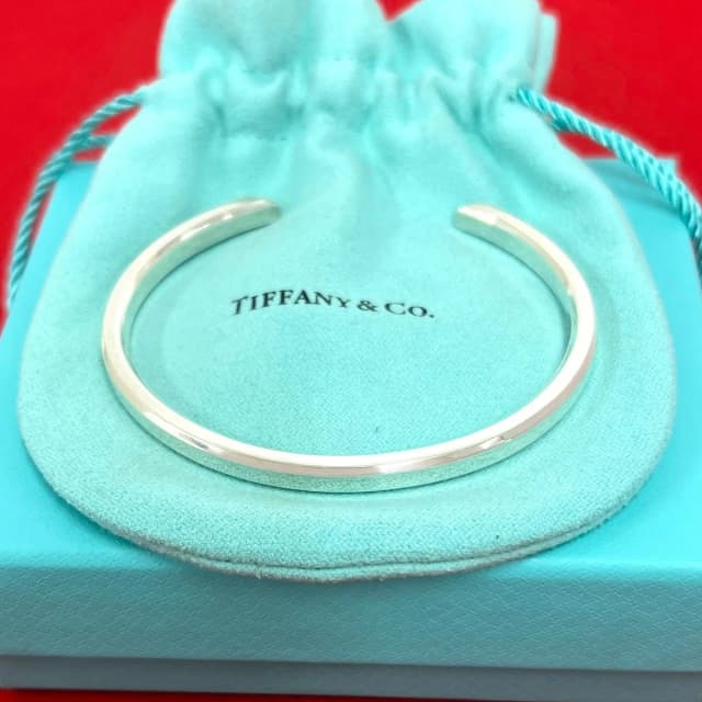 Tiffany & Co. Makers Narrow Cuff Bangle 925 Sterling Silver Bracelet in Silver from The Reluxe, photo 1 of 1