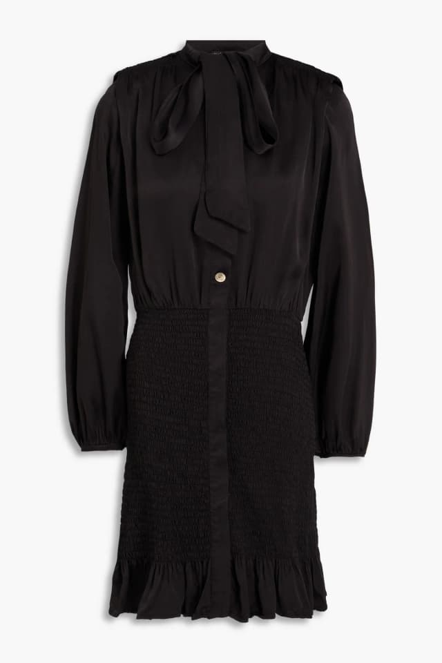 Maje Pussy-Bow Satin-Twill Mini Dress, image 1 of 1 from THE OUTNET