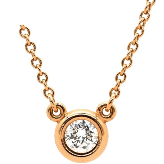 Tiffany & Co. Necklace by the Yard Single Diamond Pink Gold T& Peretti 750 Rose in Pink from The Reluxe, photo 1 of 1