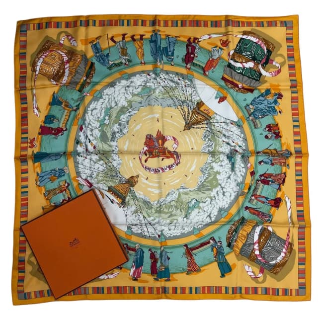 Hermès Carre 90 Scarf 100% Silk Prieres AU Vent Prayer In The Wind Yellow in Yellow Silk from The Reluxe, photo 1 of 1