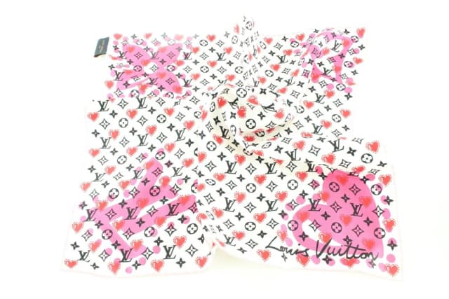Louis Vuitton Rare Valentine Heart Monogram Silk Scarf in Silk from Bagriculture, photo 1 of 1
