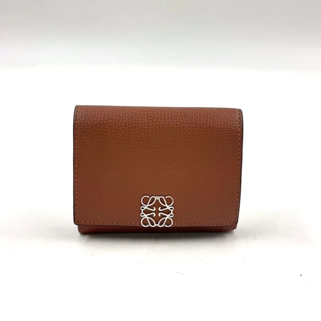 Loewe Anagram Trifold Wallet Compact Leather Brown Silver in Brown Leather from The Reluxe, photo 1 of 1
