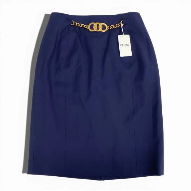 Celine Vintage Gold Ring Chain Skirt Knee Length 40 in Gold Wool from The Reluxe, photo 1 of 1