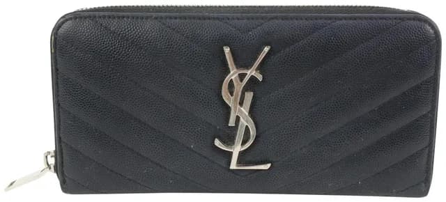 Saint Laurent Black Quilted Monogram Matelasse Leather Zip-Around Wallet in Black Leather from Bagriculture, photo 1 of 1