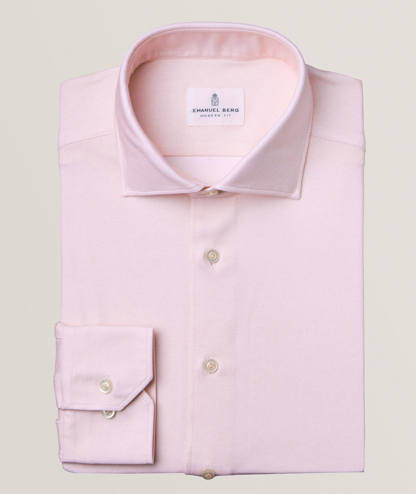 Emanuel Berg Byron 4Flex Stretch Dress Shirt in Pink Cotton & Cotton Blends, image 1 of 1 from Harry Rosen