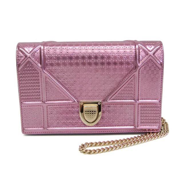 Dior Diorama Women's Patent Leather Chain/Shoulder Wallet Metallic Pink in Metallic pink Patent leather from Elady, photo 1 of 1