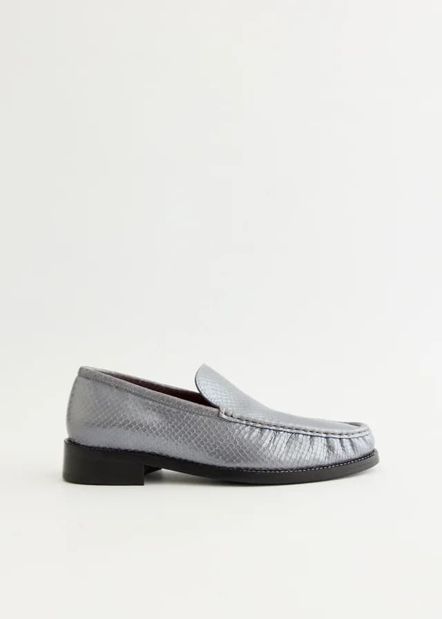 Acne Studios Boafer Light Metal Loafers in GREY, image 1 of 1 from Incu