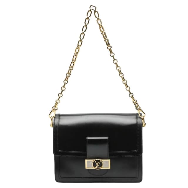 Louis Vuitton Lock Dauphine MM Chain Shoulder Bag Noir in Black Leather from The Reluxe, photo 1 of 1