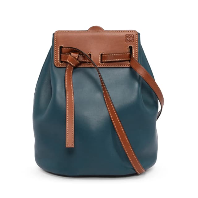 Loewe Lazo Bucket Bag in Cyan Blue & Tan Calfskin from Blue Spinach, photo 1 of 1